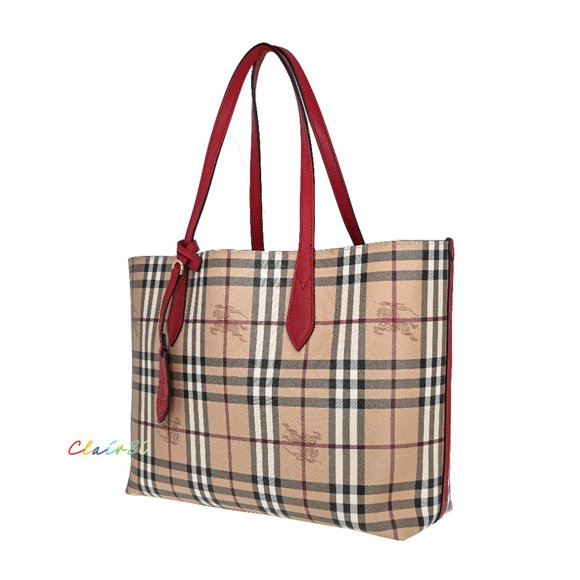 Burberry Medium Haymarket Colours Check Leather Reversible Tote - Picture 2 of 9